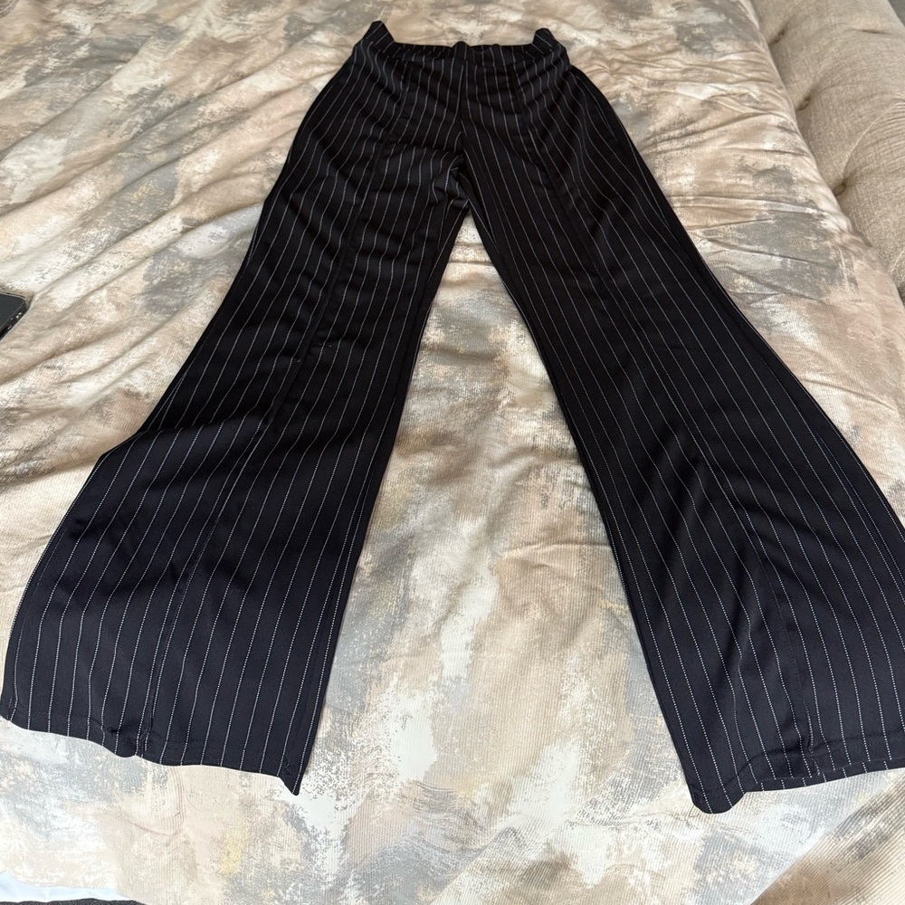 Fashion Nova Black Pinstripe Flare Pants